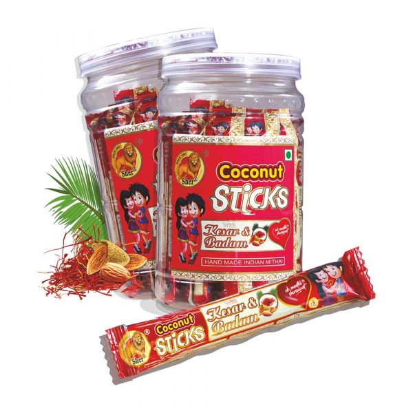 SHER COCONUT KESAR & BADAM STICKS PET JAR (5 Rs./unit)