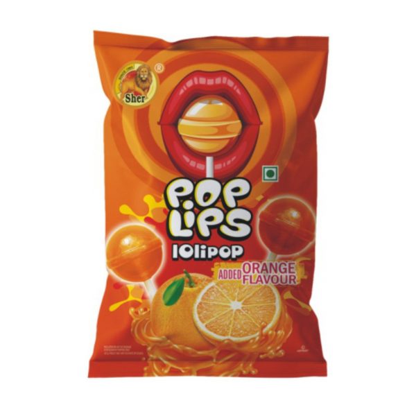 SHER POPLIPS ORANGE FLAVOURED LOLLIPOP (1 Rs./unit)