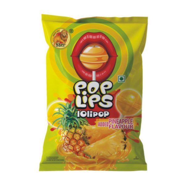 SHER POPLIPS PINEAPPLE FLAVOURED LOLLIPOP (1 Rs./unit)